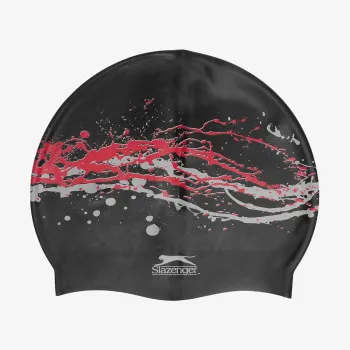 SLAZENGER Kapa za plivanje SLAZ PRINT SILI CAP SN BLACK/RED/WHITE 