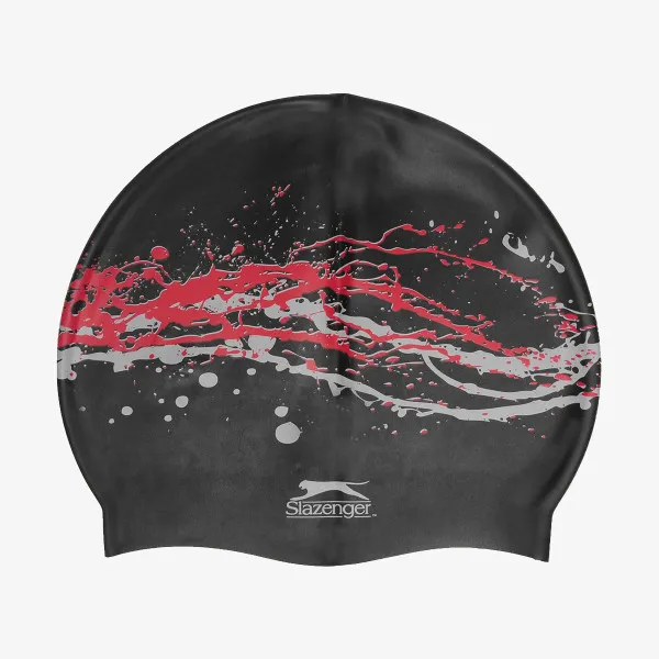SLAZENGER Kapa za plivanje SLAZ PRINT SILI CAP SN BLACK/RED/WHITE 